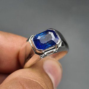 Mens Sapphire Ring Natural Royal Blue Ceylon Sri lanka sapphire Rings handmade
